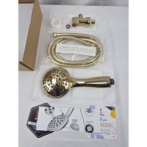 ShowerMaxx B34125-PB GOLD Shower Head w/ hose, holder Set - 5 settings ~NEW~